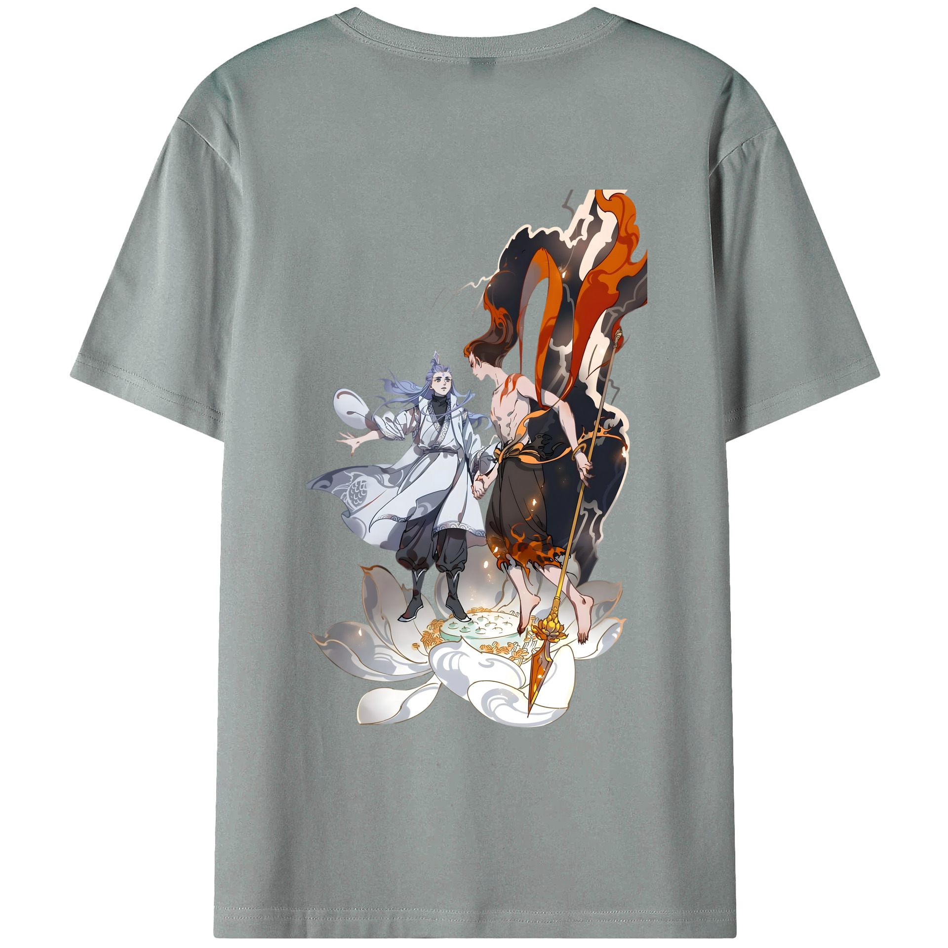 （画像用） Ne Zha 2 ナタ 魔童の大暴れ 綿100％ メンズ半袖Tシャツ（バックプリント） 通気性